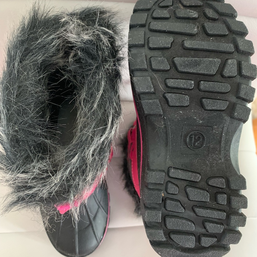 Pink and Black Fur-Lined Boots